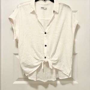 Sonoma Goods for Life White Button-Down Tie-Front Shirt